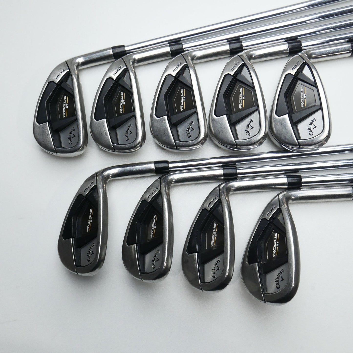 Used Callaway Rogue ST MAX Iron Set / 5 - SW + GW + AW / Stiff Flex